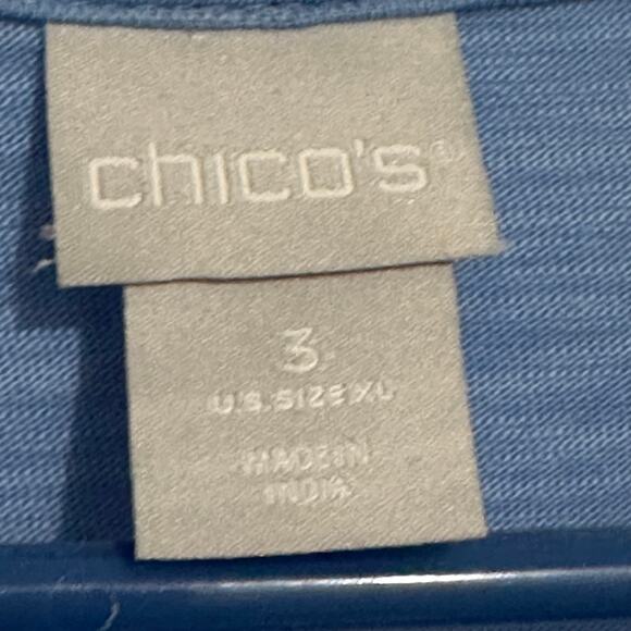 Chicos smocked sleeve size 3 XL BLUE LONG SLEEVE TOP - Picture 2 of 7